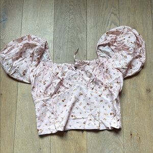 Billabong Floral Pink Puff Sleeve Top